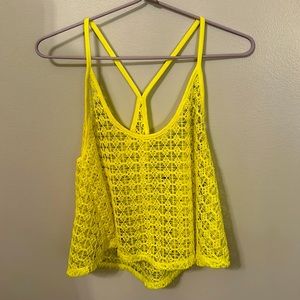 PINK halter strap tank top, yellow in color. Size M/L